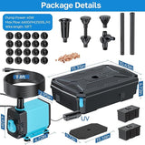 Antfraer Pond Filter Fountain Pump Kits with UV Clarifier, Pond Filter Box with 40W 660GPH Submersible Pump, KOI Pond Filter for Outdoor Ponds Garden Fountain Waterfall Aquarium Koi Pond