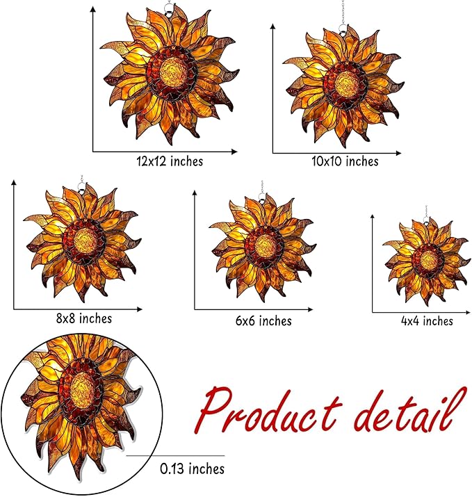 Radiant Sunflowers Acrylic Suncatcher, Flower Suncatchers for Window Hangings, Stained Glass Effect Garden Decor, Gift for Mother's Day, Mom, Grandma, Wife, Women
