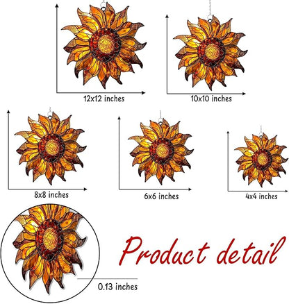 Radiant Sunflowers Acrylic Suncatcher, Flower Suncatchers for Window Hangings, Stained Glass Effect Garden Decor, Gift for Mother's Day, Mom, Grandma, Wife, Women