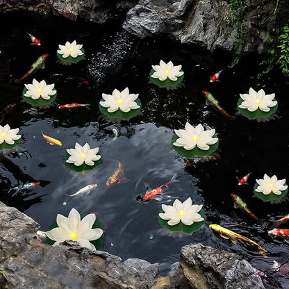 LACGO 12 PCS Diwali Waterproof Floating Lotus Light - Floating Flower Light Battery Operated Water Activated Warm White Pool Flower Lamp Wedding,Anniversary,Garden Decoration(6Inch & 5Inch)