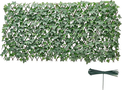 VEVOR Expandable Fence Privacy Screen, 25 x 126 in Expand Artificial Plant Wall, Realistic Artificial Ivy Panel with 50 Zip Ties, Decorative Faux Greenery Backdrop Hedges for Balcony Patio Outdoor