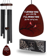 Memorial Wind Chimes for Loss of Loved One, Windchimes in Memory of a Loved One, Sympathy Gift Baskets, Bereavement Condolence Gifts, Memorial Gifts for Loss of Mom, 32" Sympathy Cardinal, Black