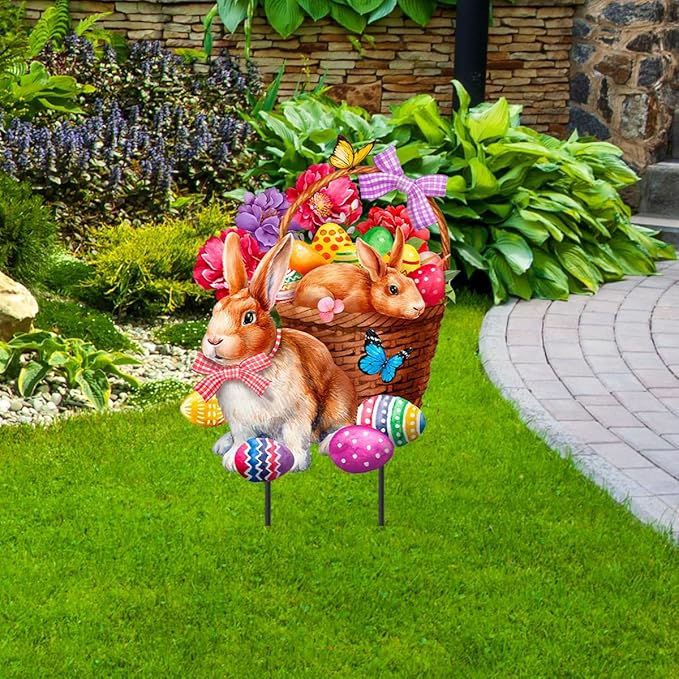 Briarwood Lane Bunnies and Basket Metal Art