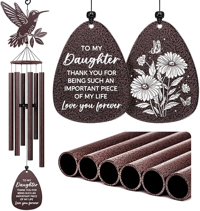 SteadStyle Mother's Day Daughter Gifts from Mom Dad, Daughter Gifts Hummingbird Wind Chime for Birthday Graduation, Wedding, Thanksgiving, Christmas Hummingbird Wind Chime 37 in Garden Patios Decor