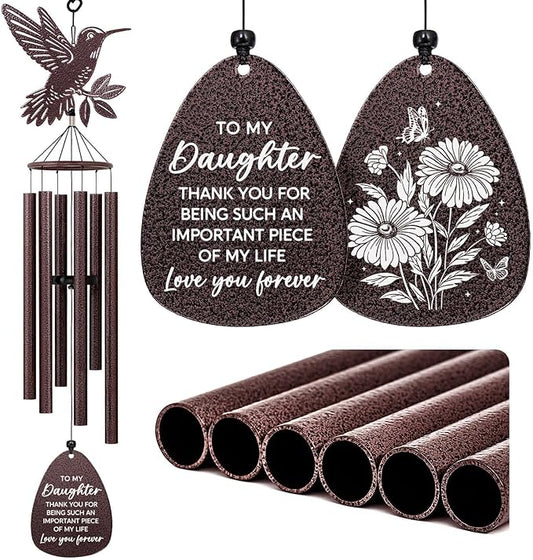 SteadStyle Mother's Day Daughter Gifts from Mom Dad, Daughter Gifts Hummingbird Wind Chime for Birthday Graduation, Wedding, Thanksgiving, Christmas Hummingbird Wind Chime 37 in Garden Patios Decor