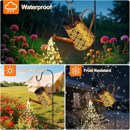 Forlivese 2PCS Solar Watering Can with Lights, Solar Lights Outdoor Decorations with Hanging,Waterproof Watering Can Landscape Light for Patio Gardening Pathway 90LED