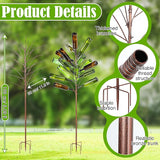 Meonum Solar Light Bottle Tree, 61" Metal Garden Sculpture for Yard & Patio Decor, Colorful Outdoor Wine Holder for Garden & Lawn Decoration, Holds 24 Glass Containers(Bronze)