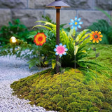iplusmile 7pcs Metal Flowers Garden Stakes, 15 Inch Colorful Decorative Outdoor Yard Art, Rust-Proof Iron Floral Plant Sticks for Lawn Patio Pathway Spring Decor, Multi-Color