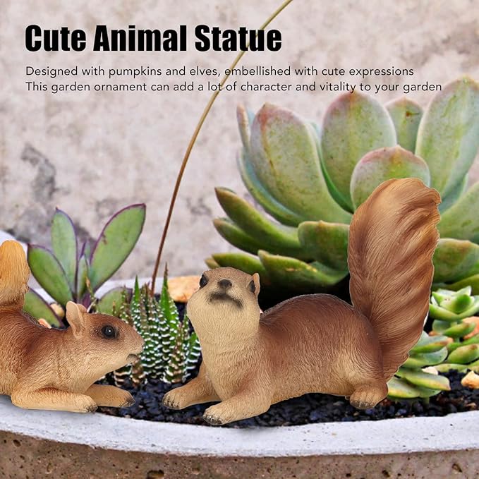 2 Pcs Garden Animal Statue, Resin Animal Figurines, Animal Yard Art Lawn Ornament Figurines, Artwork for Outdoor Patio Backyard and Home Kitchen Decoration