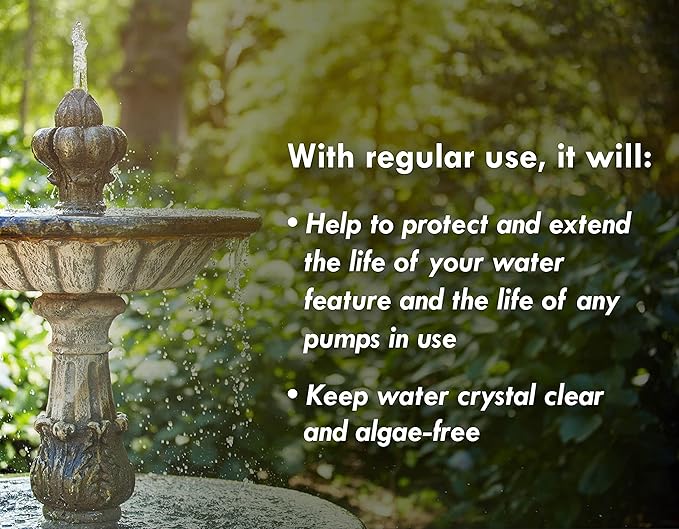 Fountain Algaecide and Clarifier - 64oz - Kills and Inhibits All Types of Algae Growth, Formulated for Small Ponds and Water Features, Treats up to 64,000 Gallons