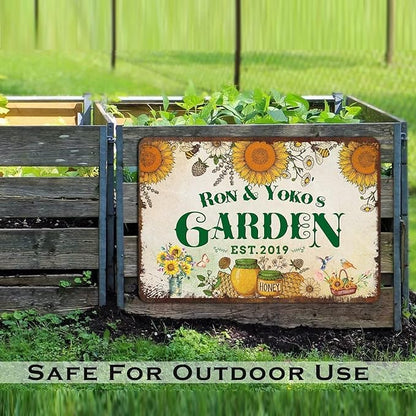 Personalized Metal Signs with Name Made in USA Custom Vintage Garden Sign Waterproof Vintage Decorative Metal Print for Wall Decor Customized Home Garden Ideas Gifts Artwork Prints for Yard Ourdoor