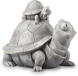 Roman Garden - Turtle and Baby Statue, 7" H, Pudgy Pals Collection, Resin and Dolomite, Decorative, Garden Gift, Home Outdoor Decor, Durable, Long Lasting