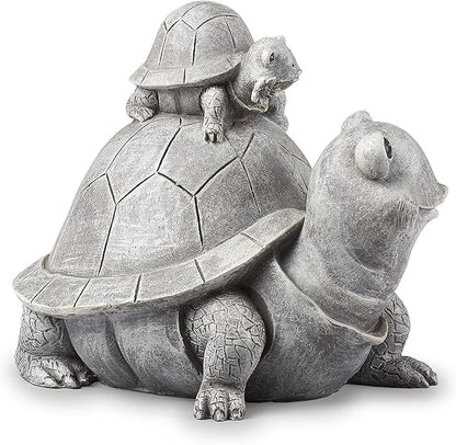 Roman Garden - Turtle and Baby Statue, 7" H, Pudgy Pals Collection, Resin and Dolomite, Decorative, Garden Gift, Home Outdoor Decor, Durable, Long Lasting