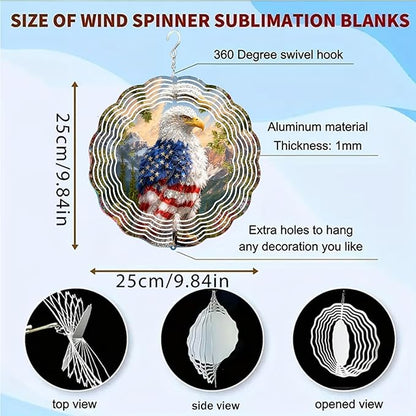Wind Spinners Majestic Eagle Nature Art 9.8 x 9.8 Inch Metal Wind Spinner Outdoor Garden Decor Bird Illustration Decorative Wind Spinners for Yard Patio