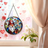 Funoasis Stained Glass Window Hanging Suncatcher - 6.3 Inches Cupid's Arrow of Love and Gnome Ornaments Sun Catcher Home Decor Valentine's Day Gift