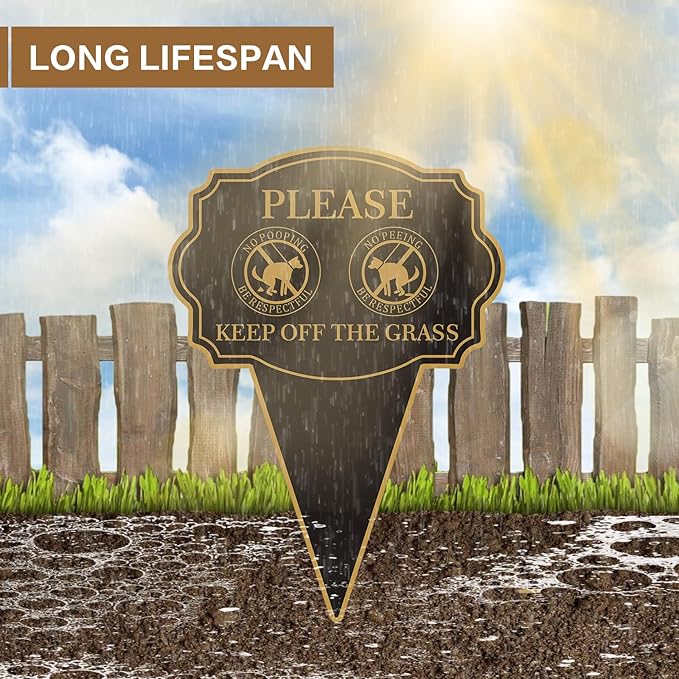Double Sided Yard Sign, Please Be Respectful Keep Off the Grass, 14"x10" No Pooping or Peeing Dog Lawn Stake, Easy Mount for Outdoor Use(1PACK-Keep Off The Grass)