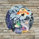 Retro Metal Sign 12"x12",Happy Halloween Scary Night Grave Witch Bats Trick Or Treat Dog Aluminum Tin Metal Sign for Home Living Room Bedroom Garden Farm Patio Decor Wall Art Poster