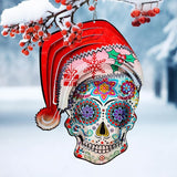 FONMY Santa Sugar Skull Wind Spinner Kinetic 3D Metal Garden Wind Sculpture Unique Gifts Christmas Decorations Quality Hanging Ornament for Home and Garden Indoor/Outdoor 12inch Mandala Wind Spinners