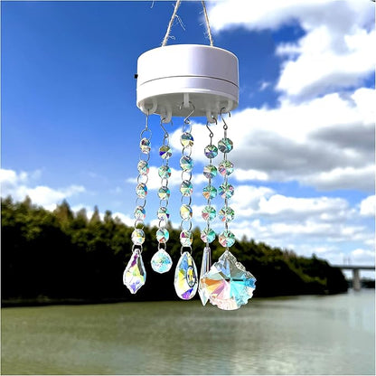 Automatic Rotating Suncatchers for Windows Hanging, Crystal Auto Rotating Rainbow Maker for Window, Clear Crystal Prism Sun Catcher, Easter Gift, Gift for Mom, Home Decor(Color-style1)