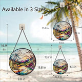 Stained Glass Sun Catcher,Dragonfly and RiverStained Glass Window Hanging Garden Decor,Sun Catchers Indoor Window,Whimsical Decoration for Home Backyard Patio Lawn Porch with 7.9 INCH