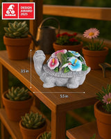 GoGnome Solar Turtle Figurine Lights with Hummingbird Flower 5.5-inch – Garden Statue for Outdoor Yard Decorations, Lawn Ornaments, Balcony Decor – Ideal Gift for All Occasions (Turtle)