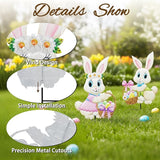 2PCS Spring Rabbit Metal Yard Decorations Stakes, Grandmas Garden Easter Holiday Yard Decoration Outdoor Stakes, Memorial Personalized Unique Garden Gifts Women for Grandma Statue