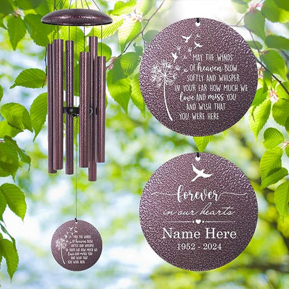 Personalized 32" Memorial Wind Chimes for Loss of Loved One, Produced in USA Memorial Wind Chimes Gifts for Loss Mom Dad Sister, Sympathy Gifts for Bereavement Remember, Windchimes for Outside