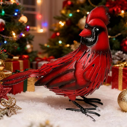 Metal Red Cardinal Garden Decoration Statue Metal Bird Yard Art Red Bird Sculpture for Outdoor Patio & Indoor Home Decor - Gifts for Mom Grandma