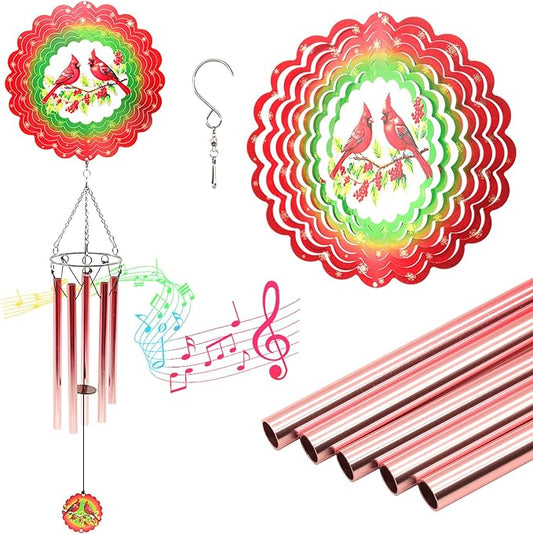 Wind Chimes with Cardinal Wind Spinner, Gifts for Mothers Day Grandma Mom Women Birthday Retirement Teacher, 31" Windchimes Outdoor Decor Hanging Mobile for Garden Porch Patio Backyard