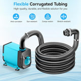 POPOSOAP Pond Waterfall Spillway with 660GPH Pump Kit, 304 Stainless Steel Waterfall with Filtration &9.8FT Corrugated Tubing Outdoor Fountain Kit for Garden, Koi Pond, Backyard,13.4" H x 12"W-P43H