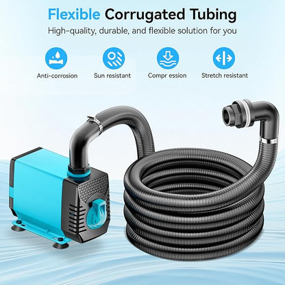 POPOSOAP Pond Waterfall Spillway with 660GPH Pump Kit, 304 Stainless Steel Waterfall with Filtration &9.8FT Corrugated Tubing Outdoor Fountain Kit for Garden, Koi Pond, Backyard,13.4" H x 12"W-P43H