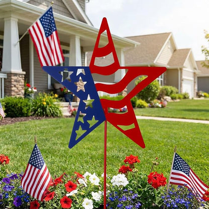 Therwen Patriotic Metal Garden Stakes Star Flag Yard Sign 24'' H Memorial Day Outdoor Decoration 4th of July Lawn Sign 250th Holiday Patriotic Decor for Independence Day Pathway American Outside Decor