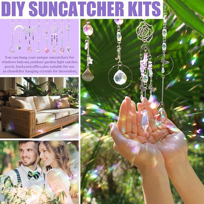 DIY Suncatcher Kit 400pcs Sun Catchers Making Kit Supplies Art and Crafts for Adults With Tutorial Hanging Prism Sun Catcher with Crystals for Window Home Garden Festival Decor Gifts (Butterfly)