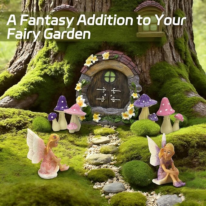 iland Fairy Garden Accessories Fake Mushroom Ornaments Glittery Fairy Figurines for DIY Micro Landscape Terrarium Garden Outdoor Bonsai Yard Miniature Ornaments Fairy House Dollhouse Accessories