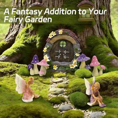 iland Fairy Garden Accessories Fake Mushroom Ornaments Glittery Fairy Figurines for DIY Micro Landscape Terrarium Garden Outdoor Bonsai Yard Miniature Ornaments Fairy House Dollhouse Accessories