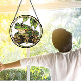 DASTOLL Stained Glass Window Hanging, Frog Green Leaf Sun Catchers Colorful Glass Panel Cool Suncatcher Decor for Birthday for Women, Men, Wife, Aunt, and Mom 9.8 in