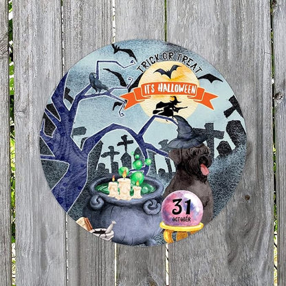 Retro Metal Sign 12"x12",Happy Halloween Scary Night Grave Witch Bats Trick Or Treat Dog Aluminum Tin Metal Sign for Home Living Room Bedroom Garden Farm Patio Decor Wall Art Poster
