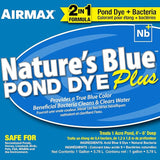 Airmax Pond Dye Plus, Nature's Blue Colorant & Natural Beneficial Bacteria, Large Pond & Lake Water Clarifier & Color Treatment, Shade Plants & Algae from Sunlight, Fish & Livestock Safe, 1 Gallon
