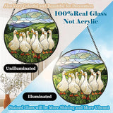 Stained Glass Window Hanging White Ducks Suncatcher Colored Glass Suncatcher for Indoor Garden Decoration Christmas Home Decor Gift for Women Men Wife Aunt and Mom 7.9in