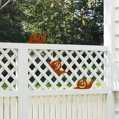 3 Pcs Rusty Snail, Rusty Snail Decor, Garden,Yard, Patio Onament, Fence Topper