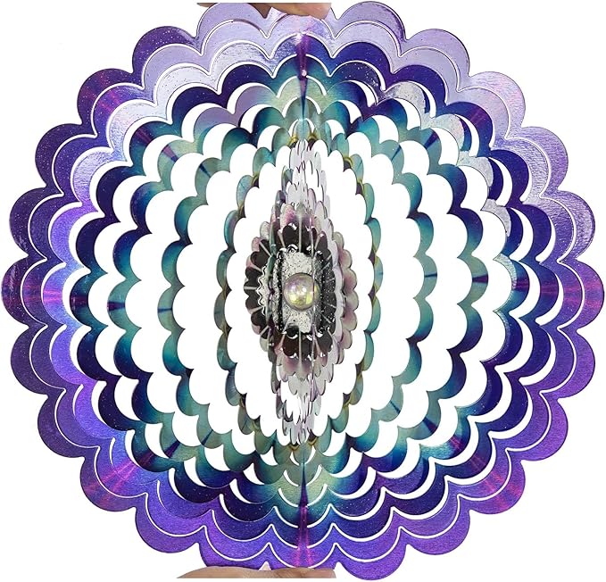 VP Home Floral Burst Mandala Kinetic Wind Spinner for Yard and Garden Wind Spinner Outdoor Metal Large Hanging Mandala Decor 3D Garden Art Wind Sculpture Spinners
