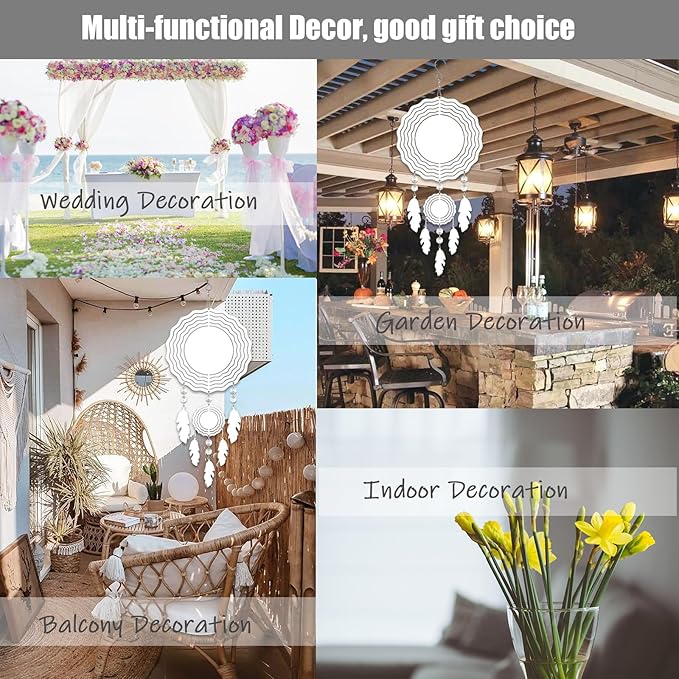 4Pack 10inch Sublimation Wind Spinner Blanks 3D Aluminum Metal Wind Sculpture Kinetic Spinners for Yard and Garden Indoor Art Ornaments Hanging Decoration (Dream Catcher)
