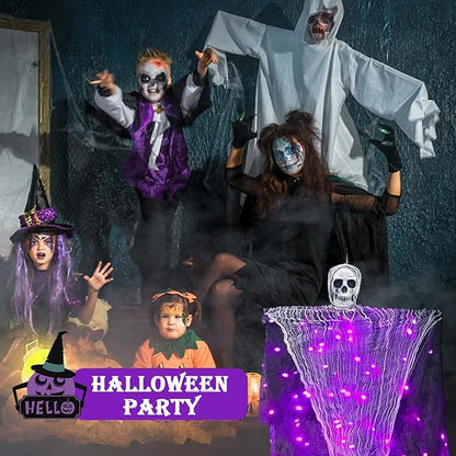 Halloween Decorations Outdoor, 2 Pack Hanging Light Ghost Spooky Skeletons Decor Supplies, Haunted Creepy House Halloween Flying Decoration with Yard Tree Porch Garden Party Indoor Décor