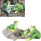 Premium Outdoor Statue, Sun Proof and Weather with Hand Painted Vivid Design for Gardens Balconies and Indoor Spaces (Frogs On The Stone)