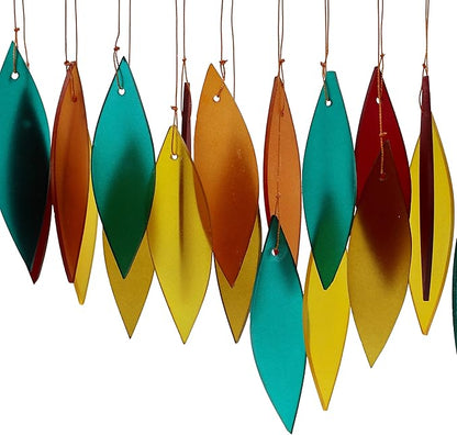 Blue Handworks Santa Fe Glass Chime, Sandblasted Glass and Found Wood Handcrafted Wind Chime