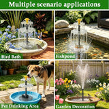 Solar Water Fountain, Upgrade Solar Fountain Pump Kit with 4 Nozzles & 9.94ft Cable, Outdoor 2w Solar Fountain for Bird Bath, Garden, Pool, Pond