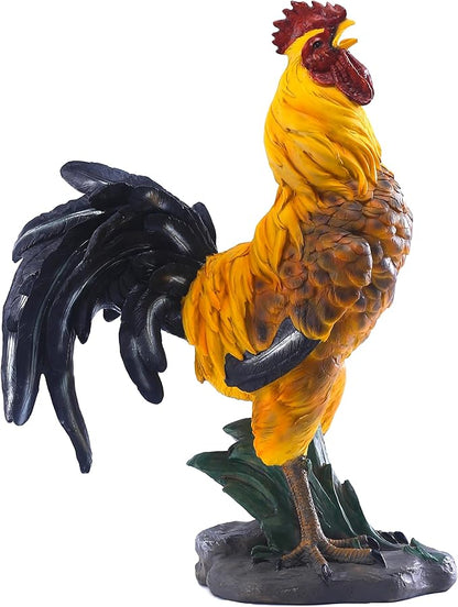 Chicken Statue Outdoor Decor,18.1''(H) Realistic Crowing Rooster Garden Sculptures for Yard Lawn,Resin Animal Figurines Home Porch Patio Art Decorations