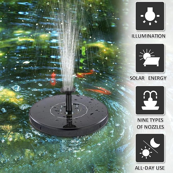 Solar Bird Bath Fountain Pump, Floating Garden Water Pump, Outdoor Patio Porch Backyard Pond Pool Landscape Decorative Bird Bath Feature