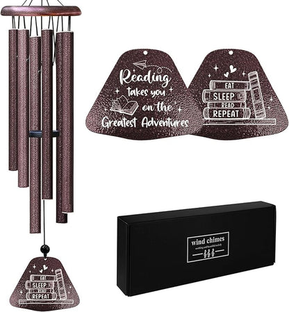 Kubbut Book Lovers Gifts 32" Wind Chimes, Bookish Gifts for Women/Men, Book Club/Reading Gift Decoration for Reader Librarian Teacher, Bookworm Books Nerd Present