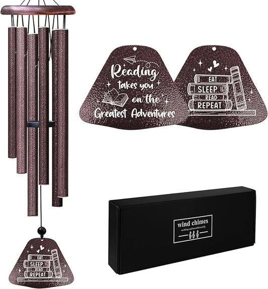 Kubbut Book Lovers Gifts 32" Wind Chimes, Bookish Gifts for Women/Men, Book Club/Reading Gift Decoration for Reader Librarian Teacher, Bookworm Books Nerd Present